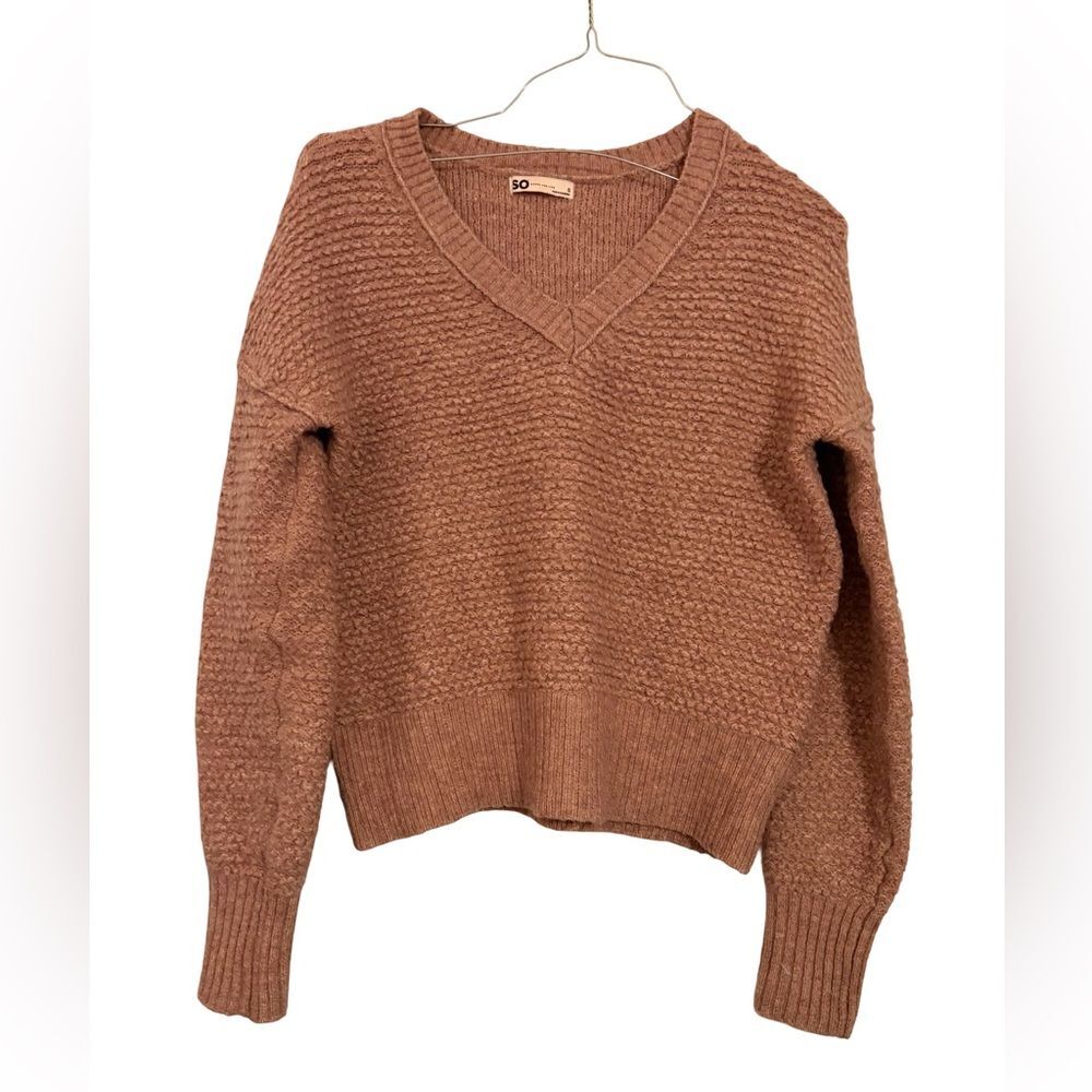 SO Good for Life Women’s Small Cropped Textured Knit V-Neck Sweater